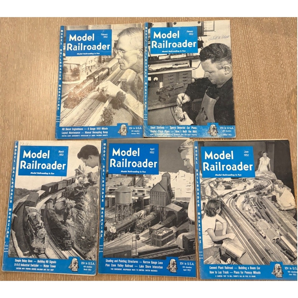 Vintage Model Railroader Magazine 1952 Lot 5 January-June Train Hobby Ephemera